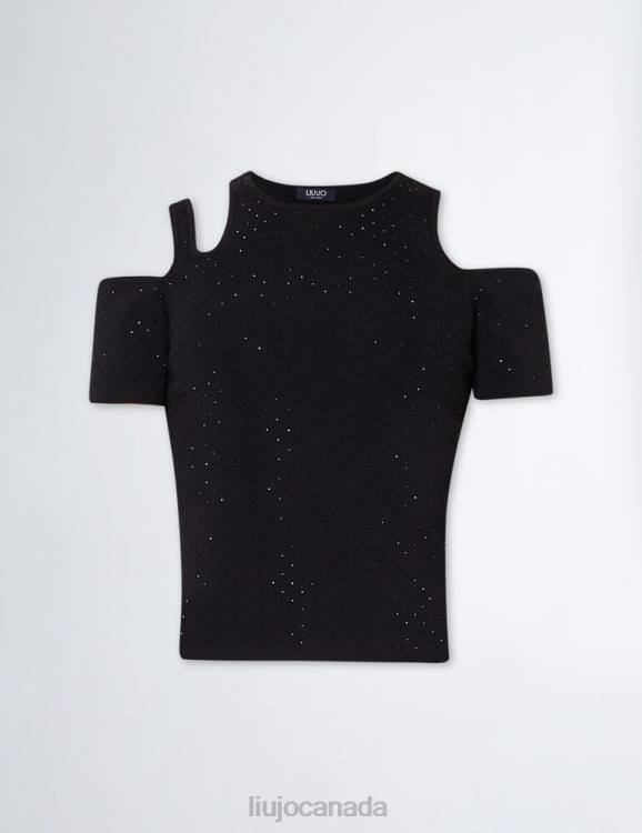 Clothing Liu Jo Sweater With Gemstones And Cut Out Women F606649