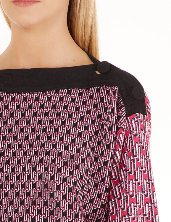 Clothing Liu Jo Sweater With Jacquard Monogram Logo Women F6062785
