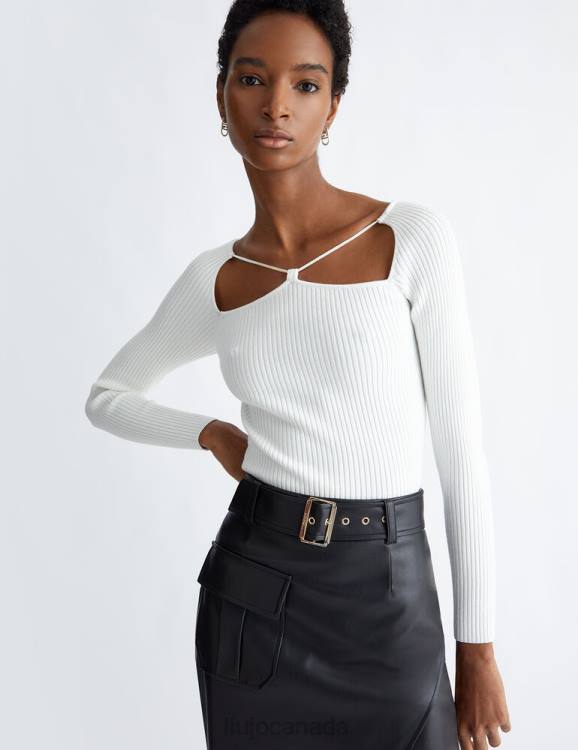 Clothing Liu Jo White Wrap-Front Sweater Women F606845
