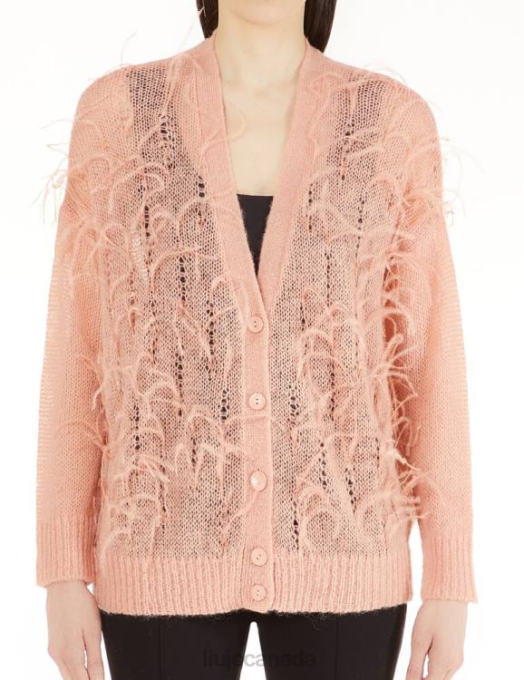 Clothing Liu Jo Wool Blend Cardigan With Feathers Women F6062743