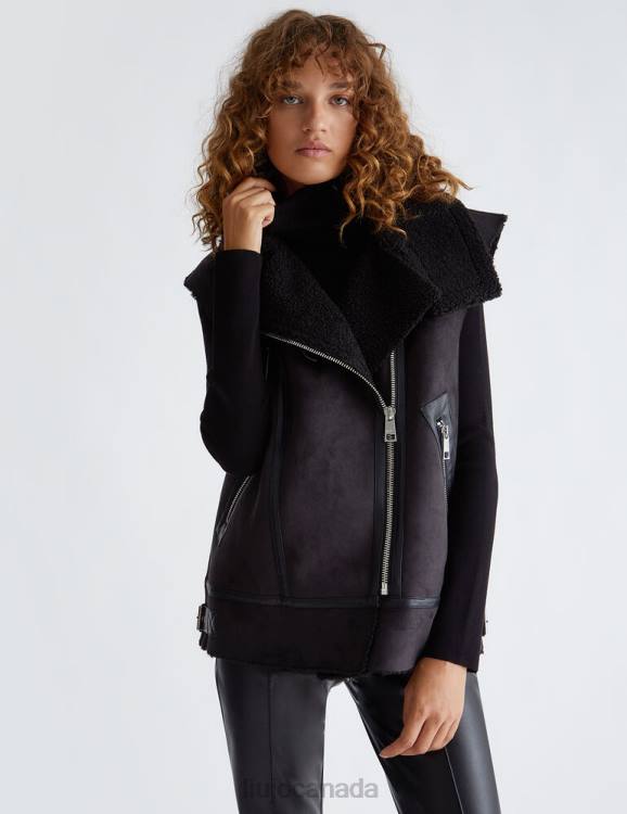 Clothing Liu Jo Black Faux Shearling Gilet Women F606210