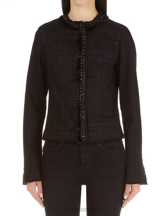 Clothing Liu Jo Denim Jacket With Gemstones And Synthetic Fur Women F6062522