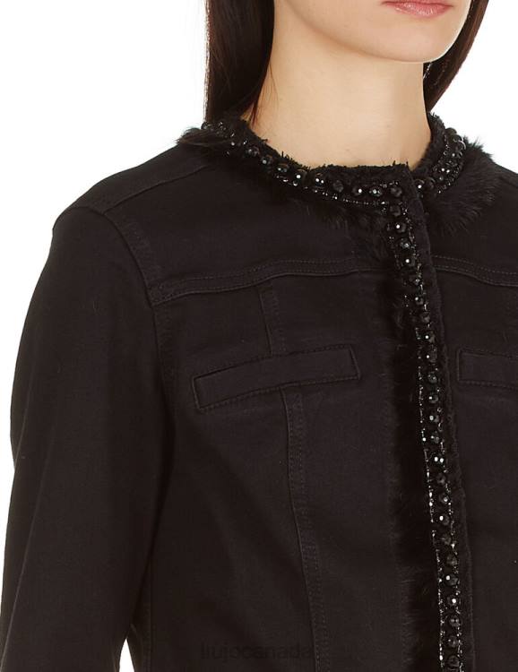 Clothing Liu Jo Denim Jacket With Gemstones And Synthetic Fur Women F6062522