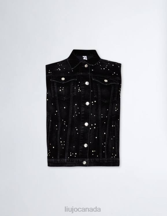 Clothing Liu Jo Vest In Flocked Denim With Studs Women F6061207