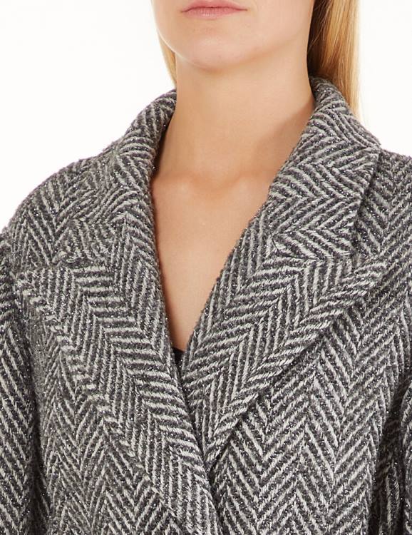 Clothing Liu Jo Wool And Lurex Blend Chevron Coat Women F6062761