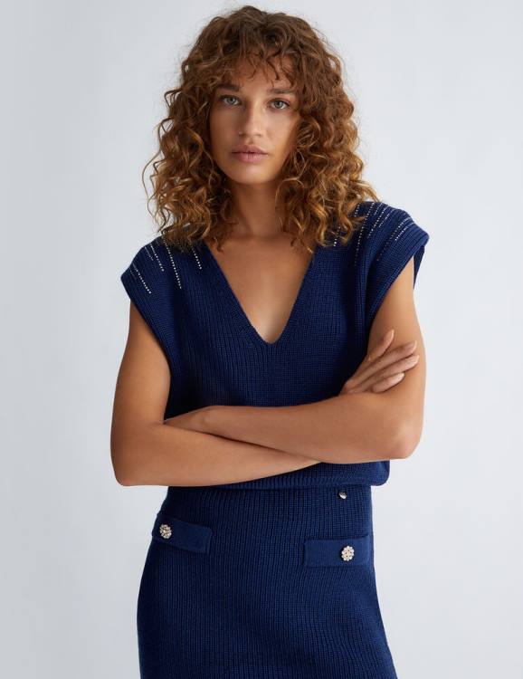 Clothing Liu Jo Wool Gilet With Gemstones Women F60613