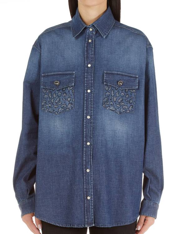 Clothing Liu Jo Denim Shirt With Gemstones Women F6062681