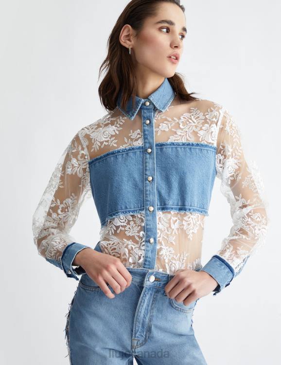 Clothing Liu Jo Lace And Denim Shirt Women F606966