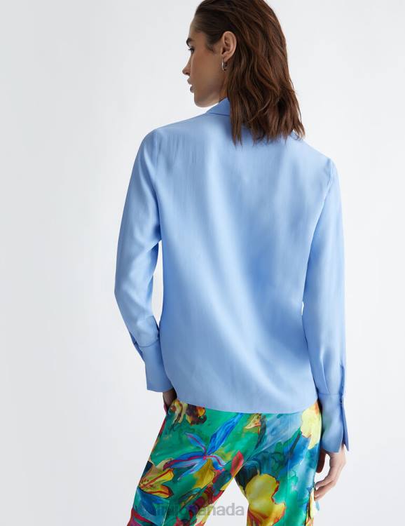 Clothing Liu Jo Light Blue Silk-Blend Shirt Women F6061017
