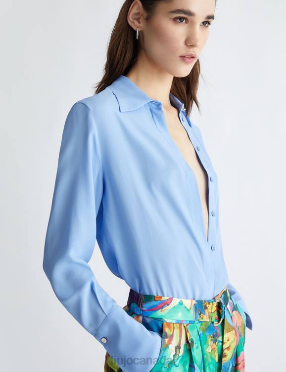 Clothing Liu Jo Light Blue Silk-Blend Shirt Women F6061017