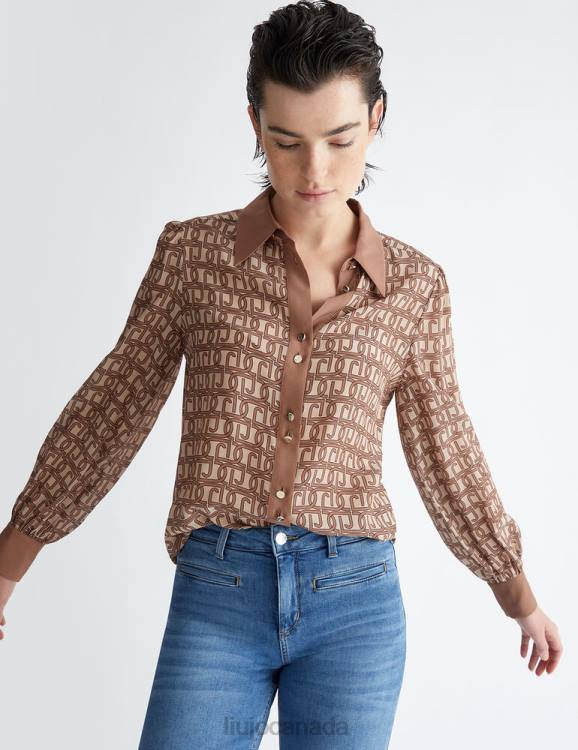 Clothing Liu Jo Monogram-Print Silk Shirt Women F606638