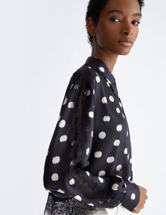 Clothing Liu Jo Polka-Dot Shirt With Lace Detailing Women F606946