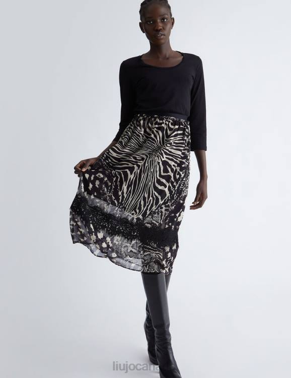 Clothing Liu Jo Black Dress With Animal-Print Skirt Women F6061046