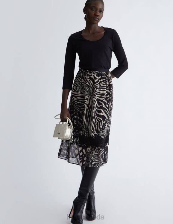 Clothing Liu Jo Black Dress With Animal-Print Skirt Women F6061046