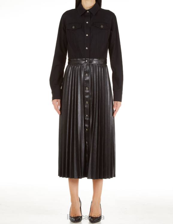 Clothing Liu Jo Denim Shirt Dress With Pleated Skirt Women F6062762