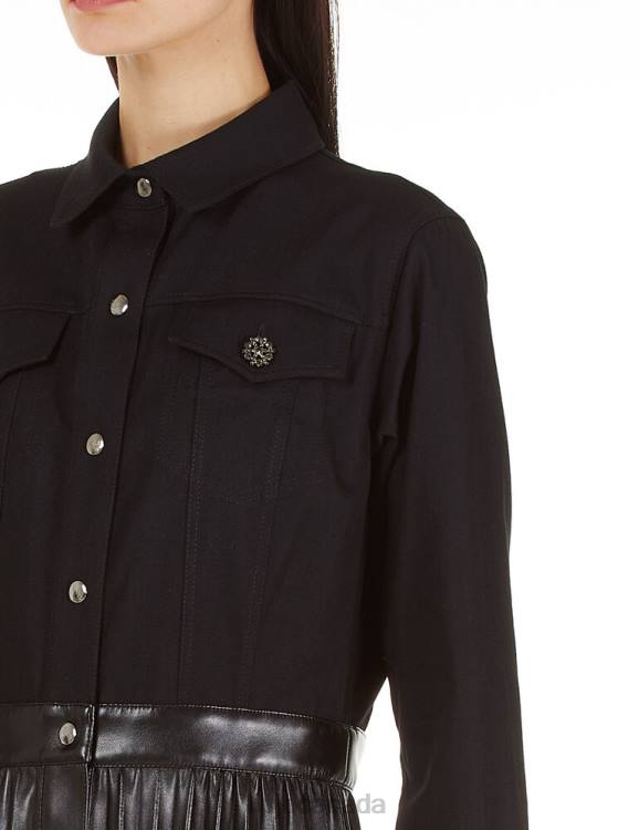 Clothing Liu Jo Denim Shirt Dress With Pleated Skirt Women F6062762