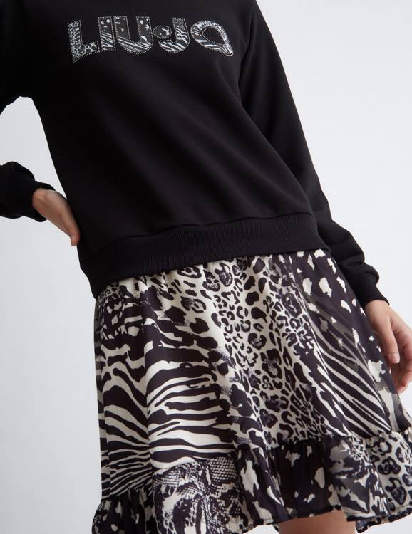 Clothing Liu Jo Fleece Dress With Animal Print Skirt Women F606664