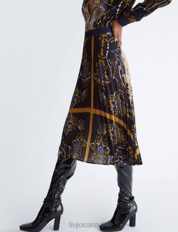 Clothing Liu Jo Plisse Skirt With Scarf Print Women F606380