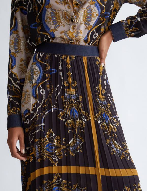Clothing Liu Jo Plisse Skirt With Scarf Print Women F606380