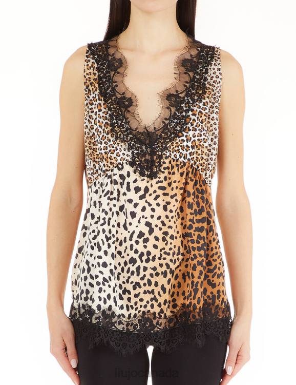Clothing Liu Jo Animal-Print Top With Lace Women F6062508