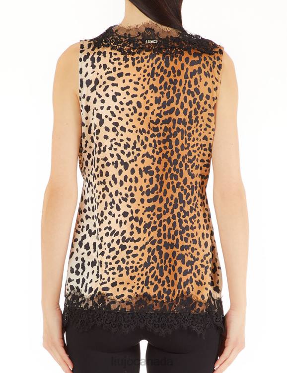Clothing Liu Jo Animal-Print Top With Lace Women F6062508