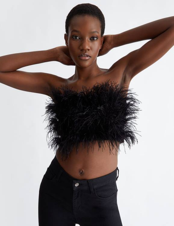 Clothing Liu Jo Bandeau Top With Feathers Women F6061177