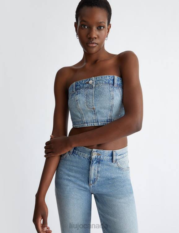 Clothing Liu Jo Denim Top With Rhinestones Women F6061083