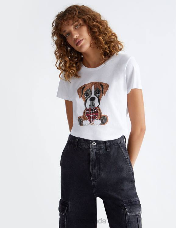 Clothing Liu Jo Dog T-Shirt With Rhinestones Women F606114