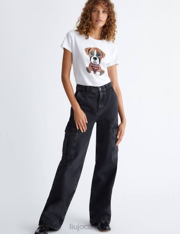 Clothing Liu Jo Dog T-Shirt With Rhinestones Women F606114