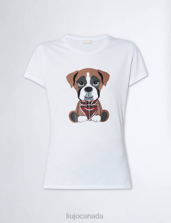 Clothing Liu Jo Dog T-Shirt With Rhinestones Women F606114
