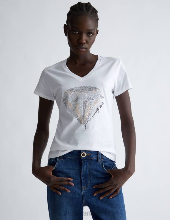 Clothing Liu Jo Eco-Friendly T-Shirt With Diamond And Gemstones Women F606674