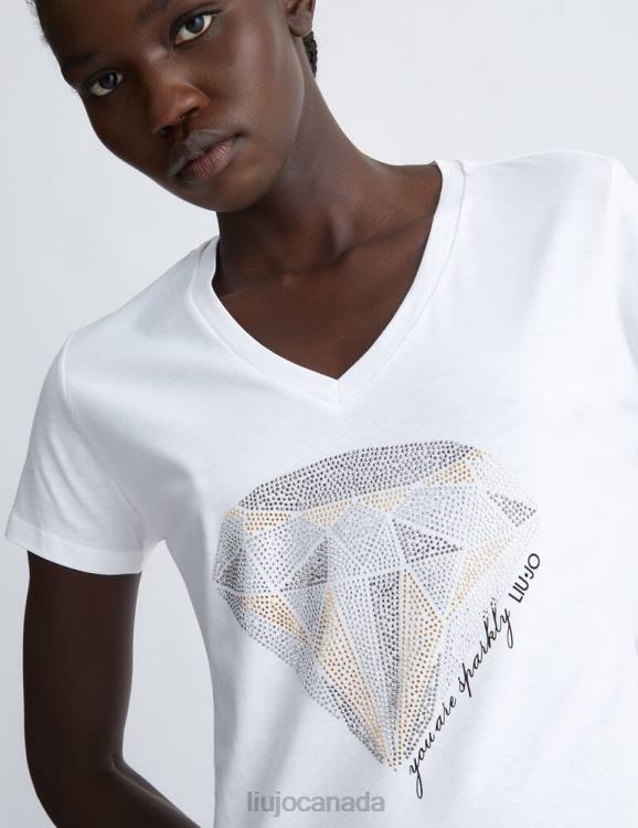 Clothing Liu Jo Eco-Friendly T-Shirt With Diamond And Gemstones Women F606674