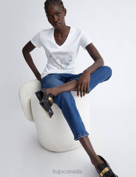 Clothing Liu Jo Eco-Friendly T-Shirt With Diamond And Gemstones Women F606674