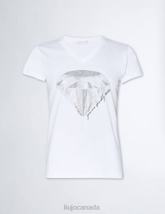 Clothing Liu Jo Eco-Friendly T-Shirt With Diamond And Gemstones Women F606674