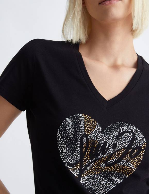 Clothing Liu Jo Eco-Friendly T-Shirt With Heart And Gemstones Women F606702