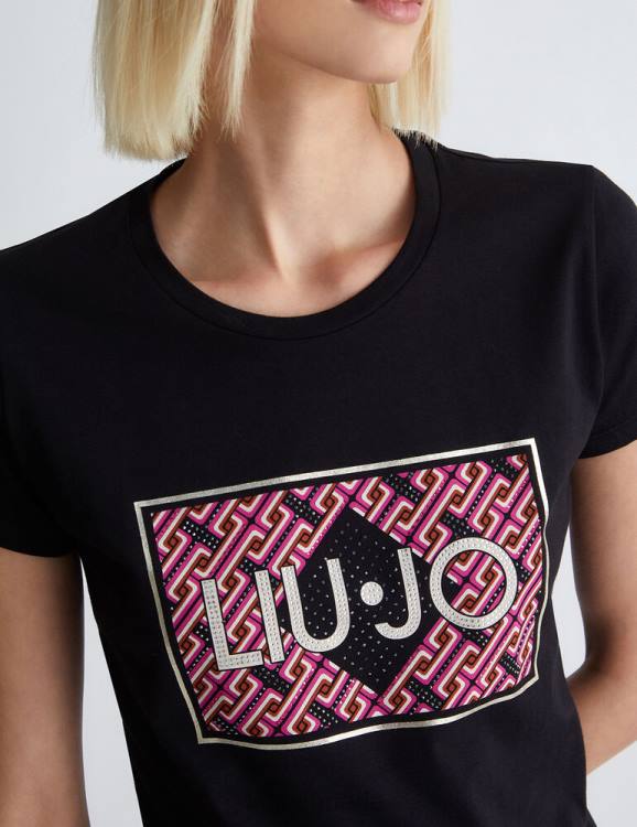 Clothing Liu Jo Eco-Friendly T-Shirt With Logo And Gemstones Women F606692
