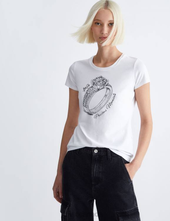 Clothing Liu Jo Eco-Friendly T-Shirt With Print And Gemstones Women F60686
