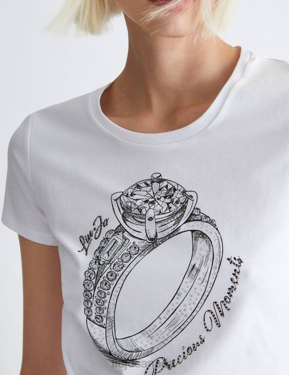 Clothing Liu Jo Eco-Friendly T-Shirt With Print And Gemstones Women F60686