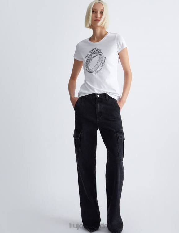 Clothing Liu Jo Eco-Friendly T-Shirt With Print And Gemstones Women F60686