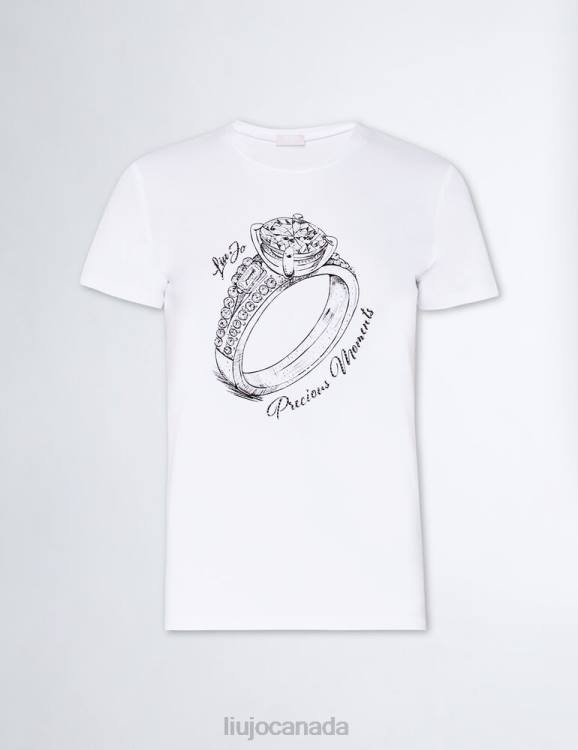 Clothing Liu Jo Eco-Friendly T-Shirt With Print And Gemstones Women F60686
