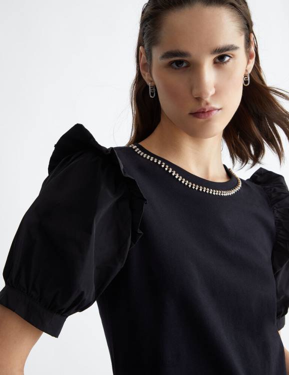 Clothing Liu Jo Jersey And Taffeta T-Shirt Women F606654