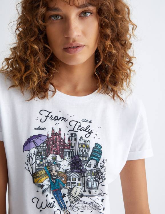 Clothing Liu Jo Printed T-Shirt With Gemstones Women F606107