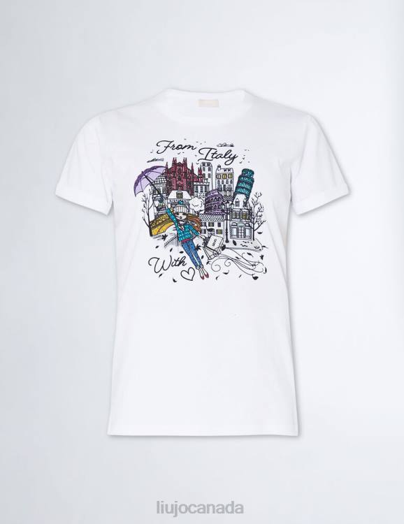 Clothing Liu Jo Printed T-Shirt With Gemstones Women F606107