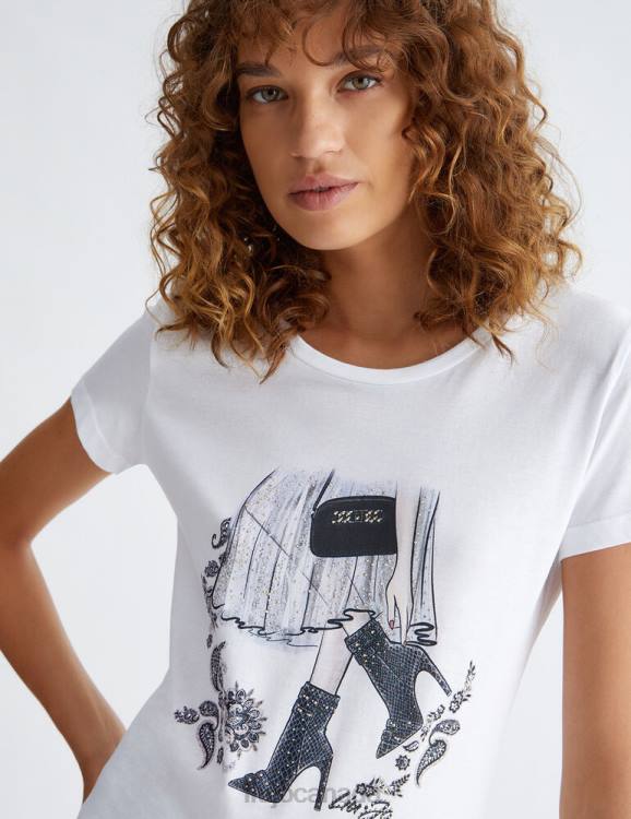 Clothing Liu Jo Printed T-Shirt With Gemstones Women F60618