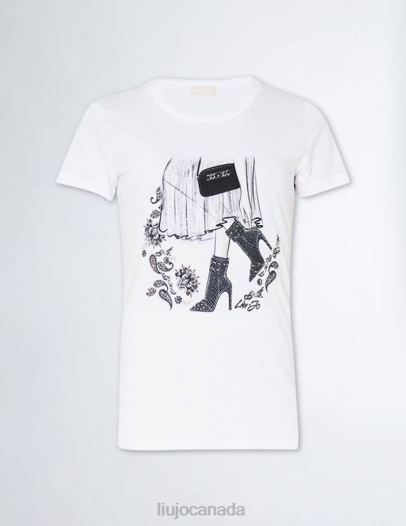 Clothing Liu Jo Printed T-Shirt With Gemstones Women F60618