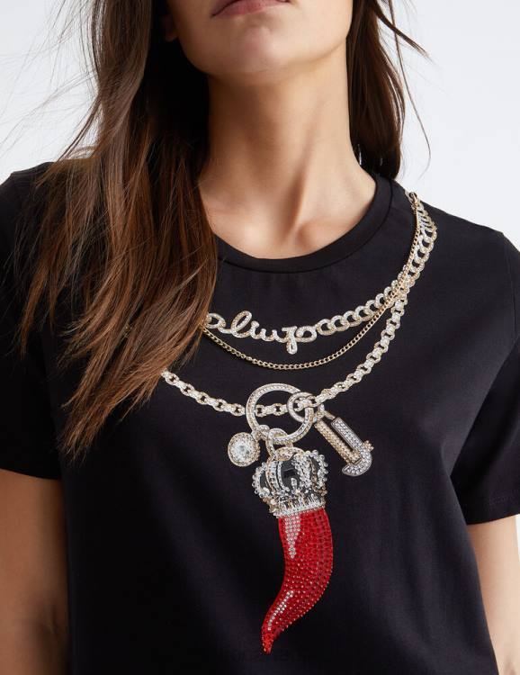 Clothing Liu Jo Printed T-Shirt With Gemstones Women F606243