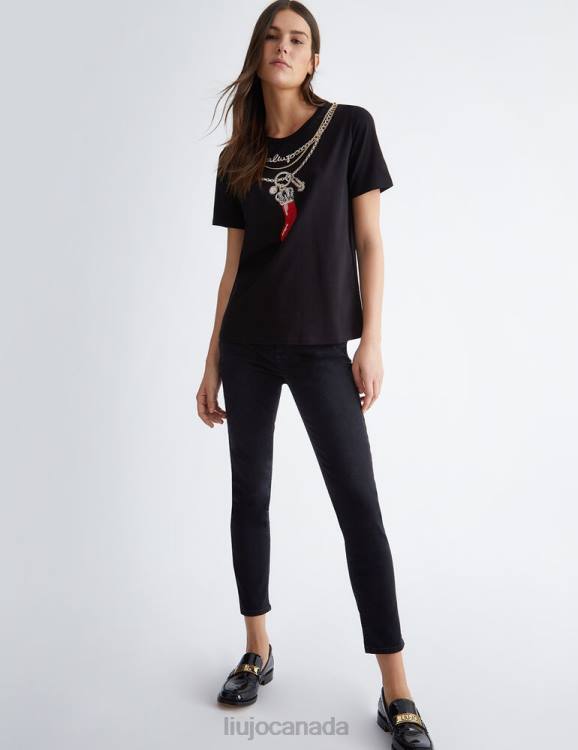 Clothing Liu Jo Printed T-Shirt With Gemstones Women F606243
