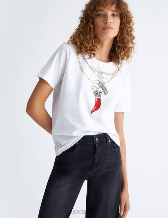 Clothing Liu Jo Printed T-Shirt With Gemstones Women F606347