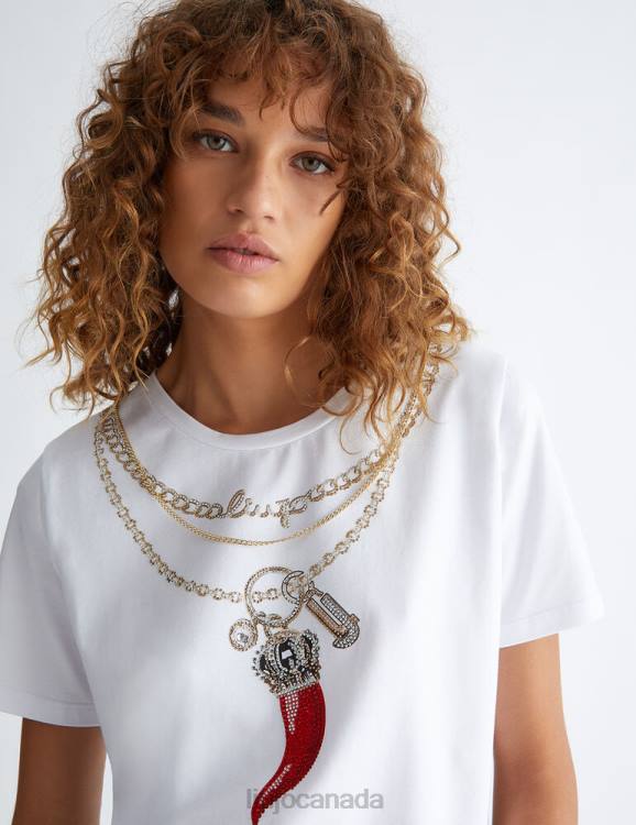Clothing Liu Jo Printed T-Shirt With Gemstones Women F606347