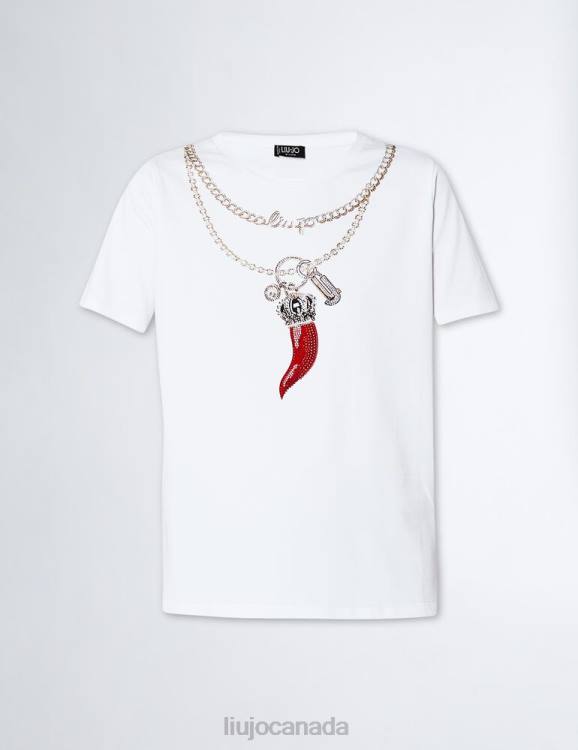 Clothing Liu Jo Printed T-Shirt With Gemstones Women F606347